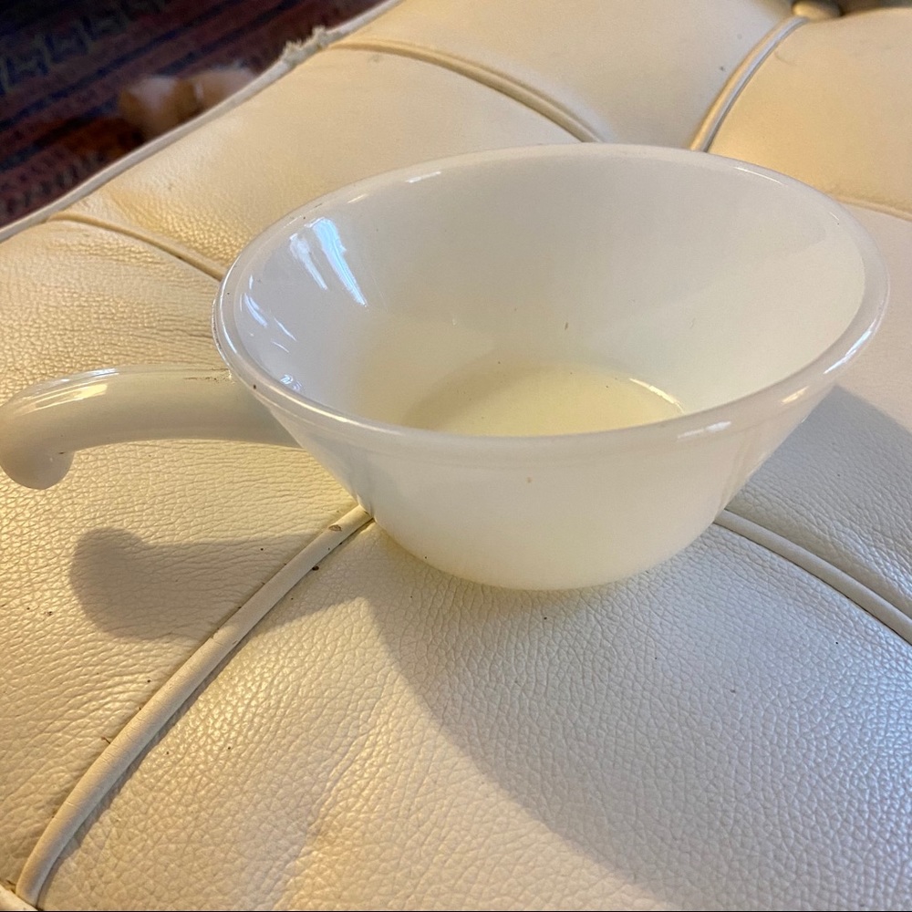 Fire king white bowl milk glass with handle guc